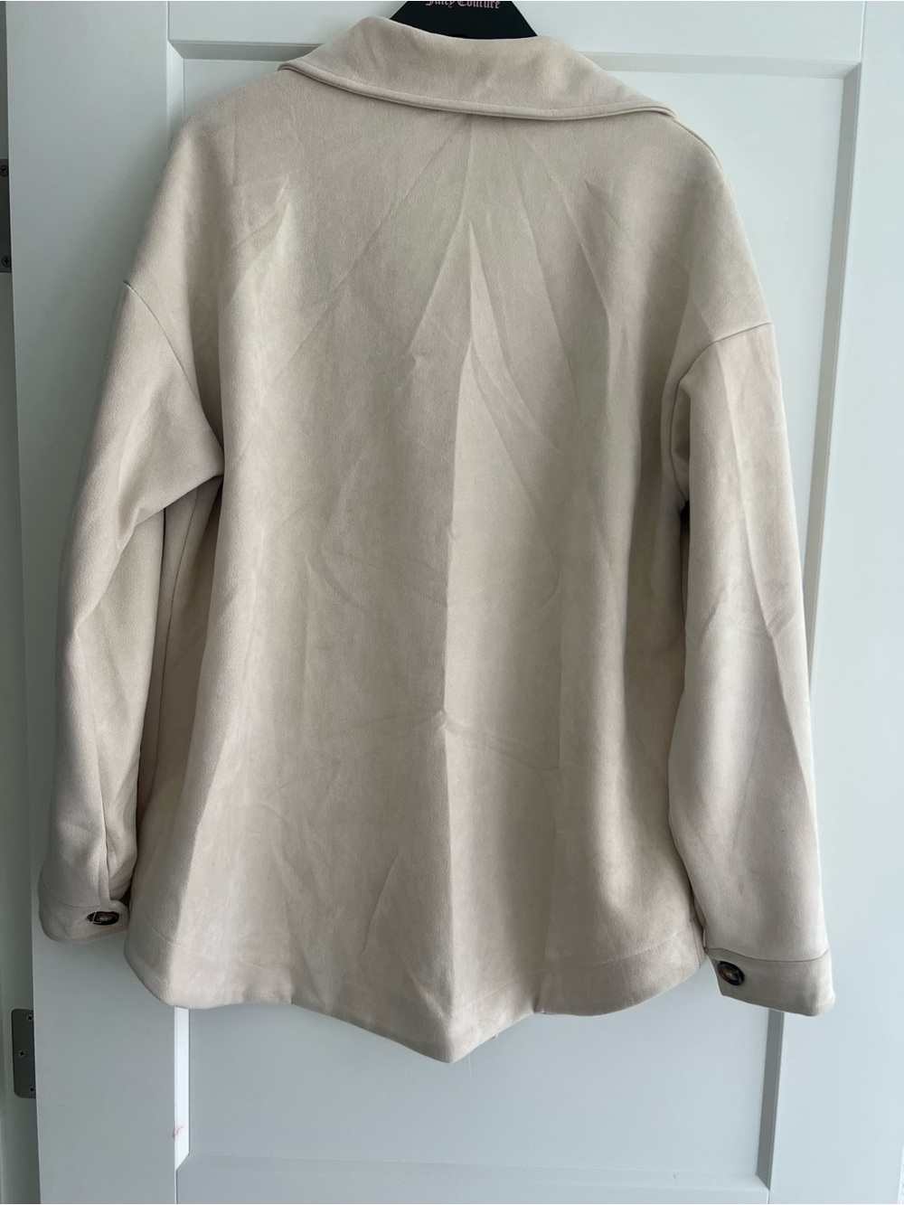Cream suede Button-Front Jacket/Shacket - Picture 2 of 4